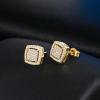 TRUMIUM Stud Earrings for Men Women Silver Gold Plated Layered Iced Out Sterling Silver Cz Earrings Hypoallergenic(Square)