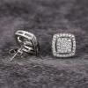 TRUMIUM Stud Earrings for Men Women Silver Gold Plated Layered Iced Out Sterling Silver Cz Earrings Hypoallergenic(Square-Silver)