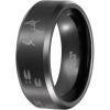 8mm Black Etched Deer Head Tungsten Carbide Wedding Band Men’s Hunting Ring Size 6-15