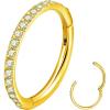 2pcs/Clear CZ 16G 7mm Gold