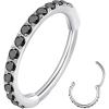ORANGELOVE 20G 18G 16G Clear CZ Nose Ring Hoop 316L Surgical Steel Seamless Silver Septum Ring Clicker Jewelry Cartilage Earring Ear Piercing Hoop Earrings for Women Men Helix Rook Lobe Conch Tragus Daith Lip Hinged Piercing Jewelry with Cubic Zirconia(1pc/Black CZ 20G 10mm Silver)
