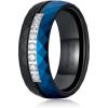 TRUMIUM 8mm Tungsten Rings for Men Women Hammered Black Blue Men’s Rings White Cubic Zirconia Inlay Matte Finished Engagement Promise Wedding Bands Comfort Fit Size 7-13(8mm Cubic Zirconia Hammered)