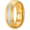 TRUMIUM 8mm Tungsten Rings for Men Women Hammered Black Blue Men’s Rings White Cubic Zirconia Inlay Matte Finished Engagement Promise Wedding Bands Comfort Fit Size 7-13(8mm Gold Channel)