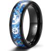 TRUMIUM 8mm Tungsten Rings for Men Women Silver Blue Rose Gold Black Tungsten Wedding Band Gear Steampunk Wheel Carbon Fiber Ring Comfort Fit Size 6-13(Blue Carbon Fiber)