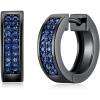 TRUMIUM Earrings For Men Women Cubic Zirconia Hoop Mens Silver Earrings Plated Huggie Cartilage Cuff Hypoallergenic Stud 10mm Round Circle(Blue)