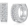 TRUMIUM Earrings For Men Women Cubic Zirconia Hoop Mens Silver Earrings Plated Huggie Cartilage Cuff Hypoallergenic Stud 10mm Round Circle(Silver)