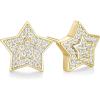 TRUMIUM Stud Earrings for Men Women Big Star Earrings Cubic Zirconia Hip Hop Rapper Singer Screw Back Hypoallergenic(Star-Gold)