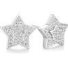 TRUMIUM Stud Earrings for Men Women Big Star Earrings Cubic Zirconia Hip Hop Rapper Singer Screw Back Hypoallergenic(Star-Silver)