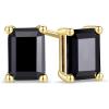 TRUMIUM Stud Earrings for Men Women Green Black Onyx Earrings Rectangle Hip Hop Rapper Singer Screw Back Hypoallergenic(Black)