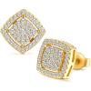 TRUMIUM Stud Earrings for Men Women Silver Gold Plated Layered Iced Out Sterling Silver Cz Earrings Hypoallergenic(Square)