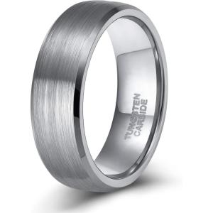 TRUMIUM 4mm 6mm 8mm Tungsten Ring Wedding Band for Men Women Engraved I Love You Matte Brushed Comfort Fit Size 4-15(6mm Silver Bevel)