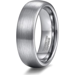 TRUMIUM 4mm 6mm 8mm Tungsten Ring Wedding Band for Men Women Engraved I Love You Matte Brushed Comfort Fit Size 4-15(6mm Silver Dome)