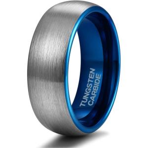 TRUMIUM 4mm 6mm 8mm Tungsten Ring Wedding Band for Men Women Engraved I Love You Matte Brushed Comfort Fit Size 4-15(8mm Blue)