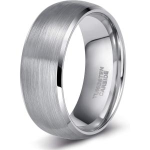 TRUMIUM 4mm 6mm 8mm Tungsten Ring Wedding Band for Men Women Engraved I Love You Matte Brushed Comfort Fit Size 4-15(8mm Silver Bevel)
