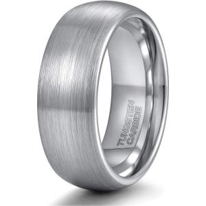 TRUMIUM 4mm 6mm 8mm Tungsten Ring Wedding Band for Men Women Engraved I Love You Matte Brushed Comfort Fit Size 4-15(8mm Silver Dome)