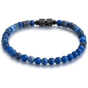 TRUMIUM Beaded Bracelets for Men Women Hematite 6mm Lapis Lazuli Mens Bracelet Gemstone Jewelry for Him 7.5/8.3/9 Inch Length(Lapis Lazuli)