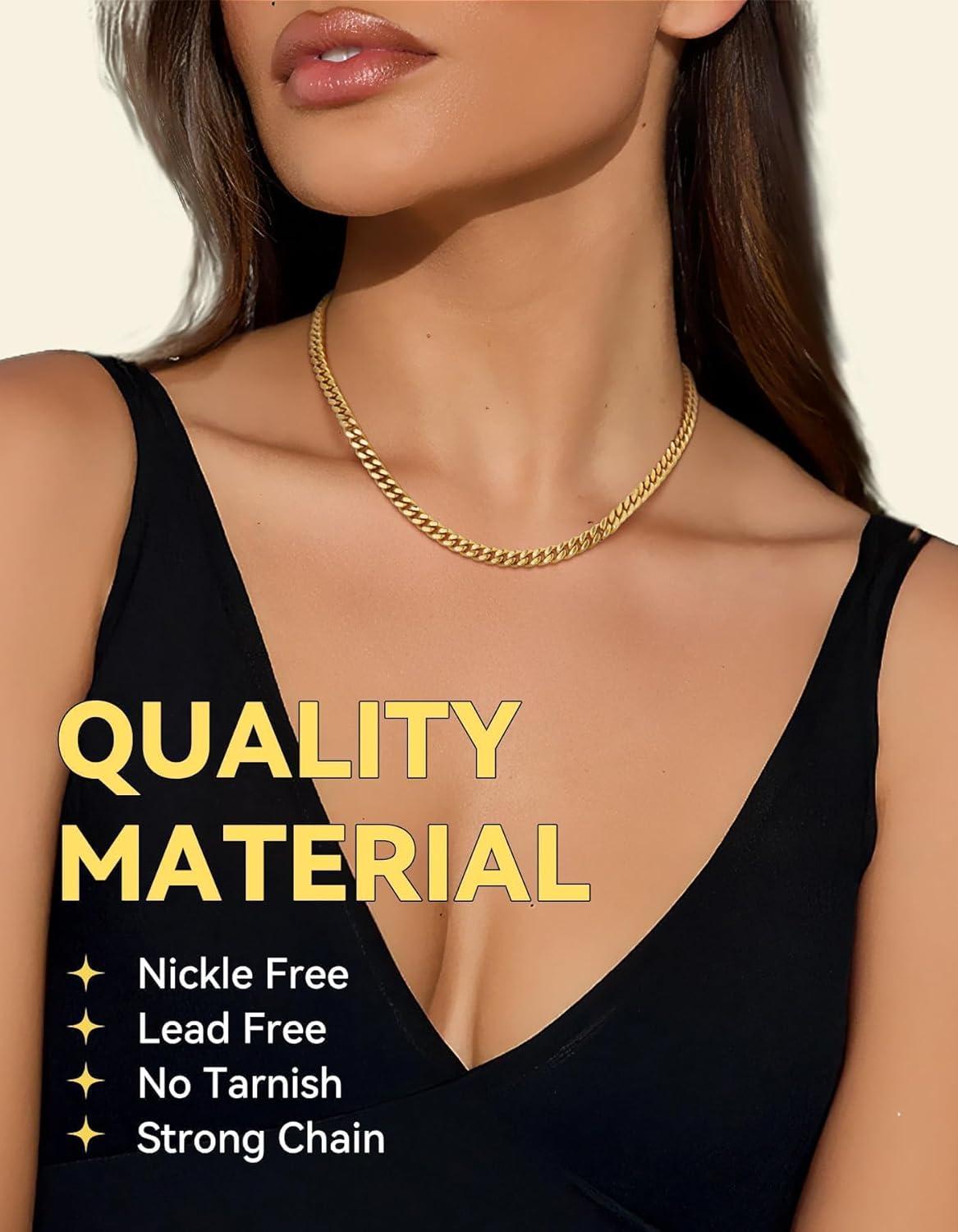 imageChainsHouse Chunky Cuban Link Chain Necklace for Women Stainless Steel Gold Chain Necklace 51214mm Width Hip Hop Cuban Chain Choker for Women Men Jewelry GiftsAGold 5mm