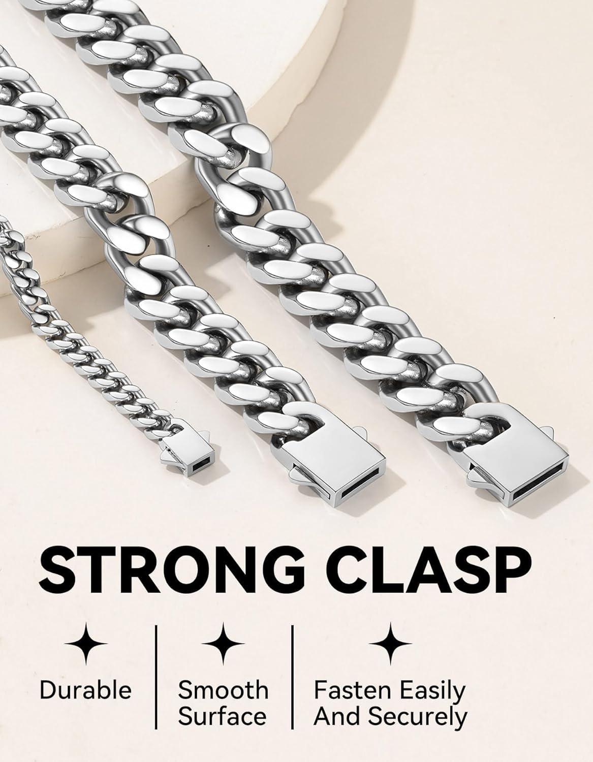 imageChainsHouse Chunky Cuban Link Chain Necklace for Women Stainless Steel Gold Chain Necklace 51214mm Width Hip Hop Cuban Chain Choker for Women Men Jewelry GiftsFSteel 14mm