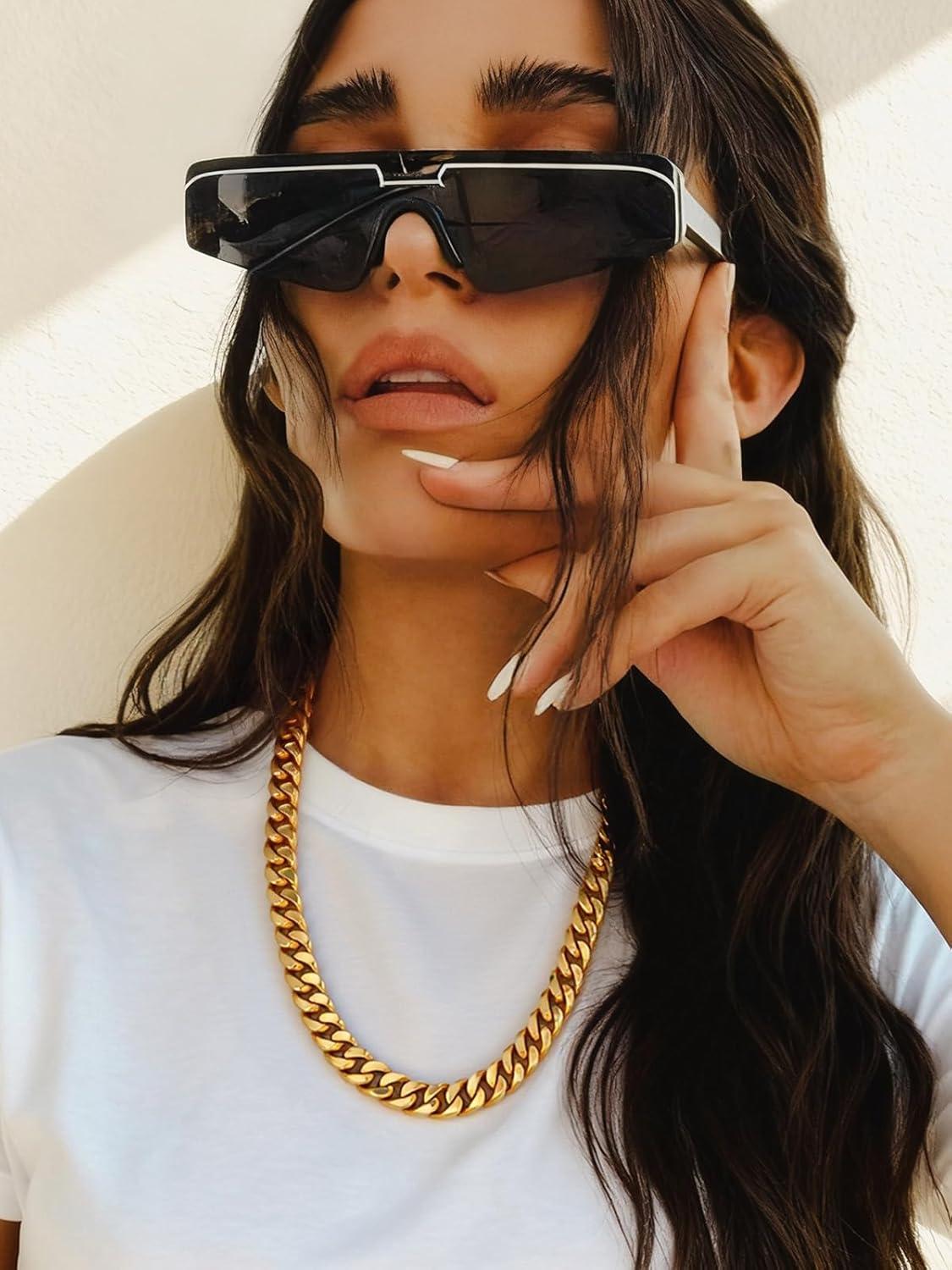 imageChainsHouse Chunky Cuban Link Chain Necklace for Women Stainless Steel Gold Chain Necklace 51214mm Width Hip Hop Cuban Chain Choker for Women Men Jewelry GiftsBGold 12mm