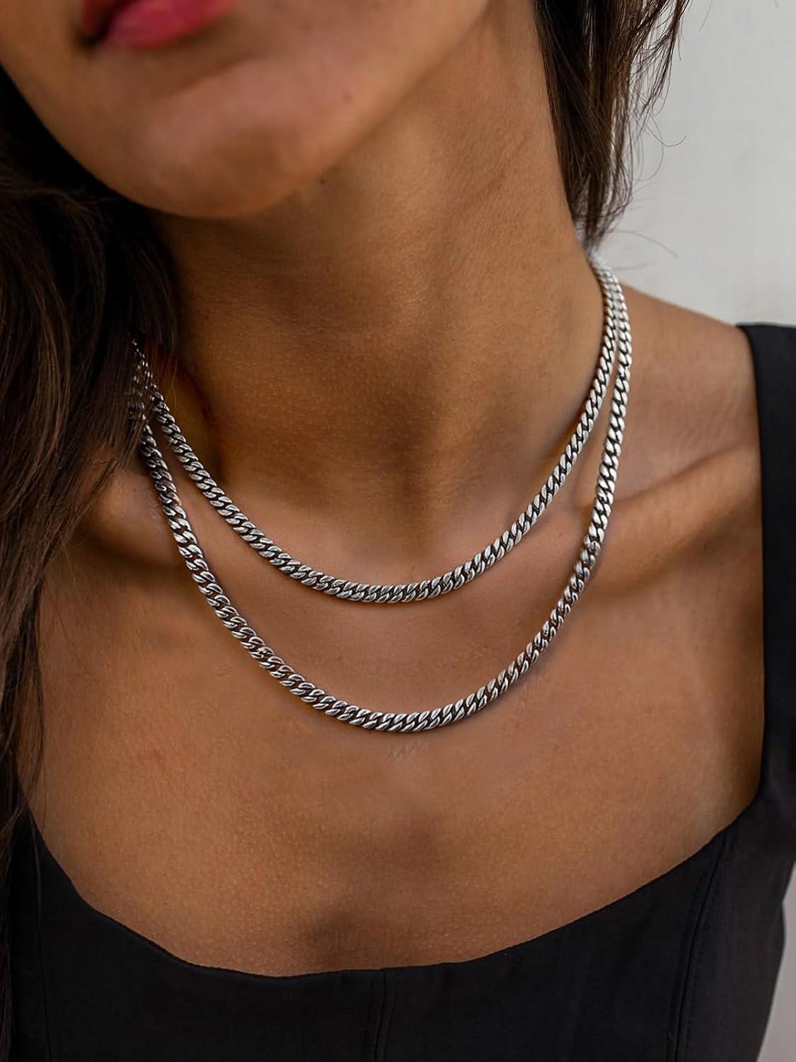 imageChainsHouse Chunky Cuban Link Chain Necklace for Women Stainless Steel Gold Chain Necklace 51214mm Width Hip Hop Cuban Chain Choker for Women Men Jewelry GiftsDSteel 5mm