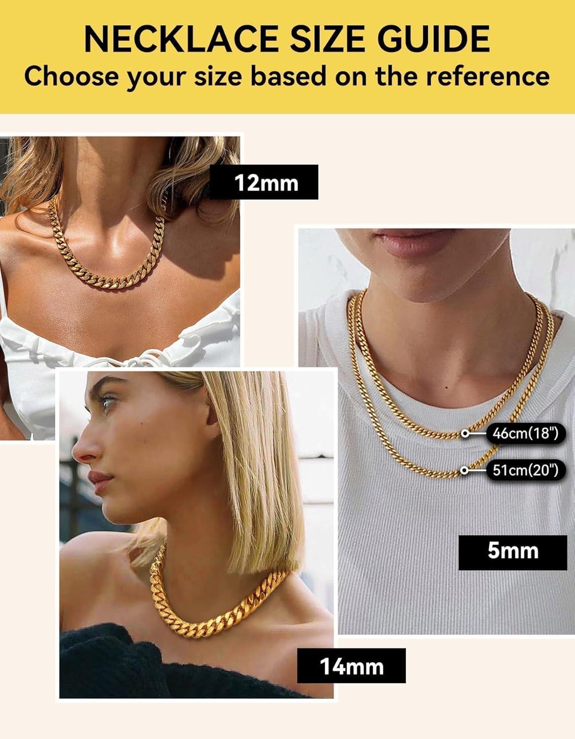 imageChainsHouse Chunky Cuban Link Chain Necklace for Women Stainless Steel Gold Chain Necklace 51214mm Width Hip Hop Cuban Chain Choker for Women Men Jewelry GiftsAGold 5mm