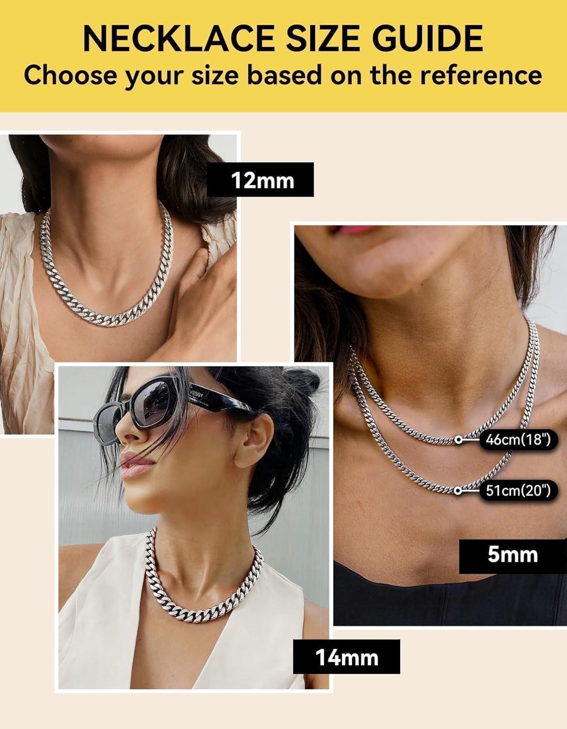 imageChainsHouse Chunky Cuban Link Chain Necklace for Women Stainless Steel Gold Chain Necklace 51214mm Width Hip Hop Cuban Chain Choker for Women Men Jewelry GiftsDSteel 5mm