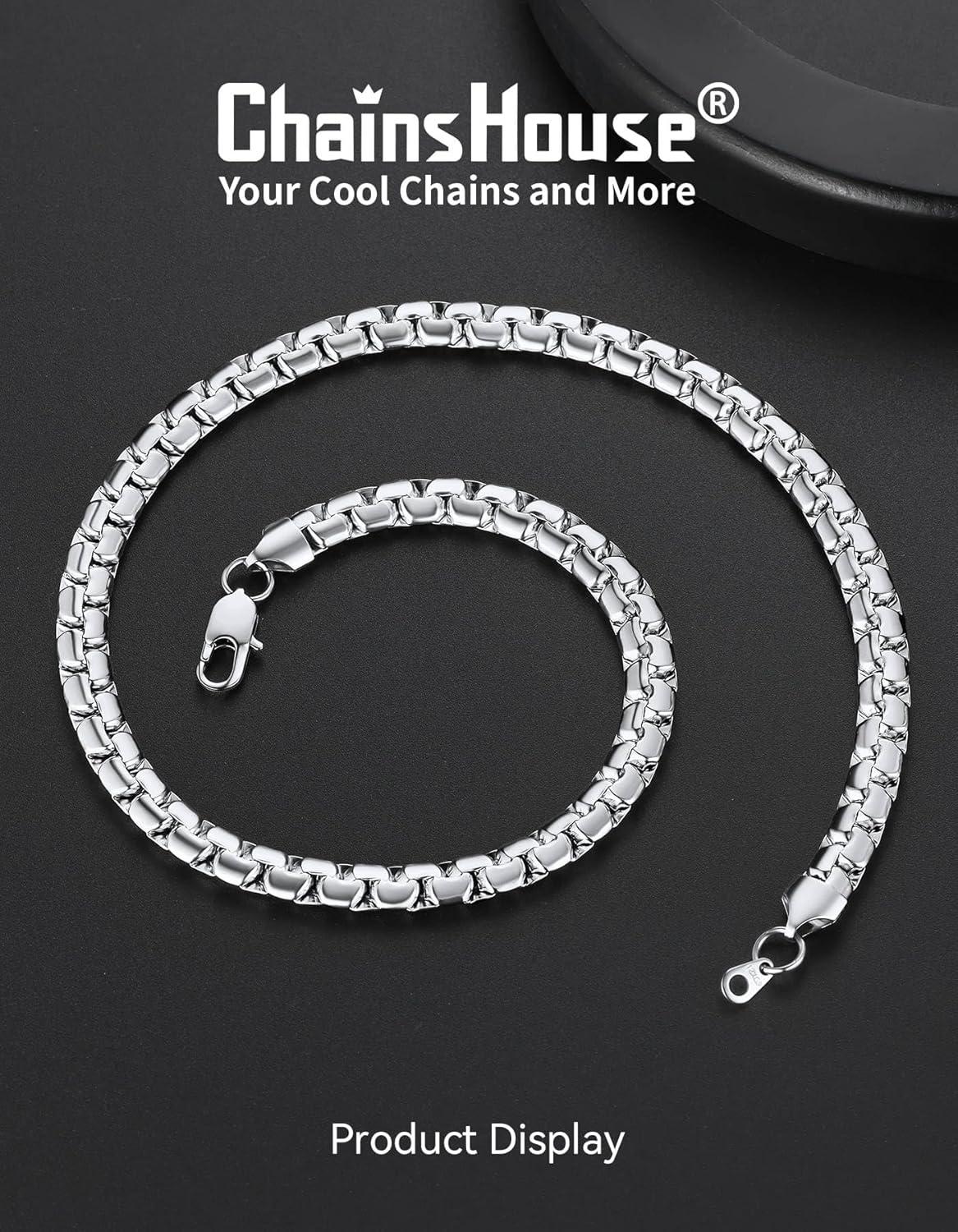 imageChainsHouse Flat Box Chain Necklace Men 2468mm Round Link Chain Necklaces Stainless SteelBlack14K Gold Plated Mens Jewelry 14quot30quot Length Come Gift BoxA8mmstainless