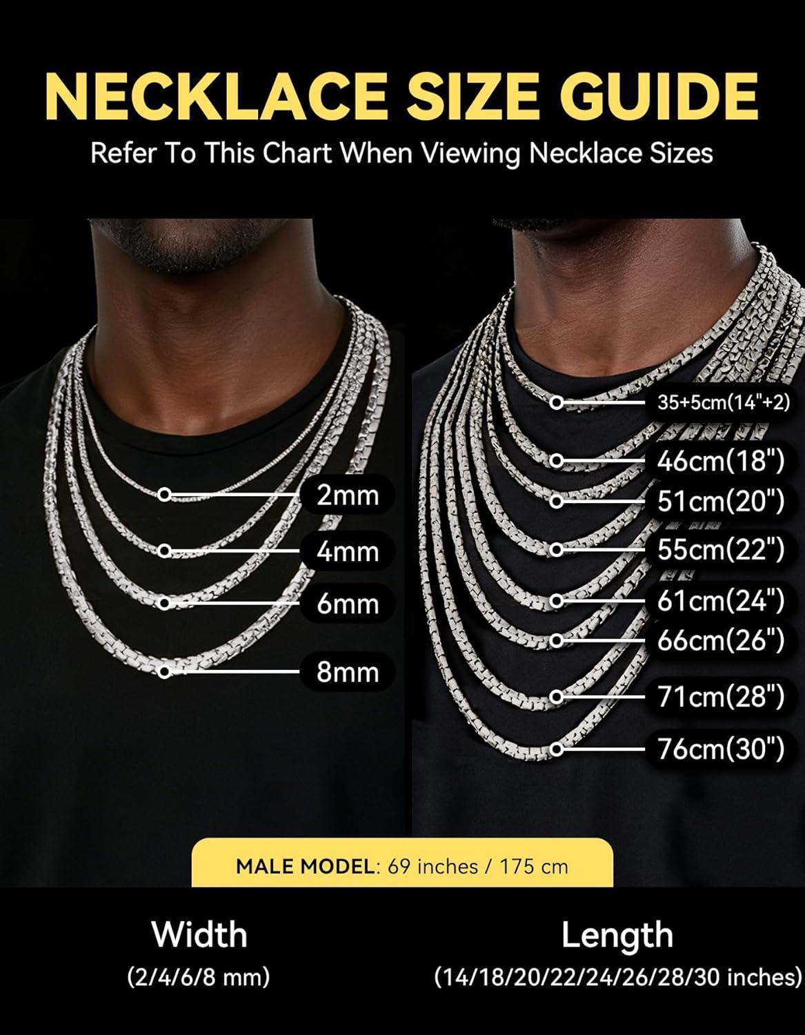 imageChainsHouse Flat Box Chain Necklace Men 2468mm Round Link Chain Necklaces Stainless SteelBlack14K Gold Plated Mens Jewelry 14quot30quot Length Come Gift BoxA8mmstainless