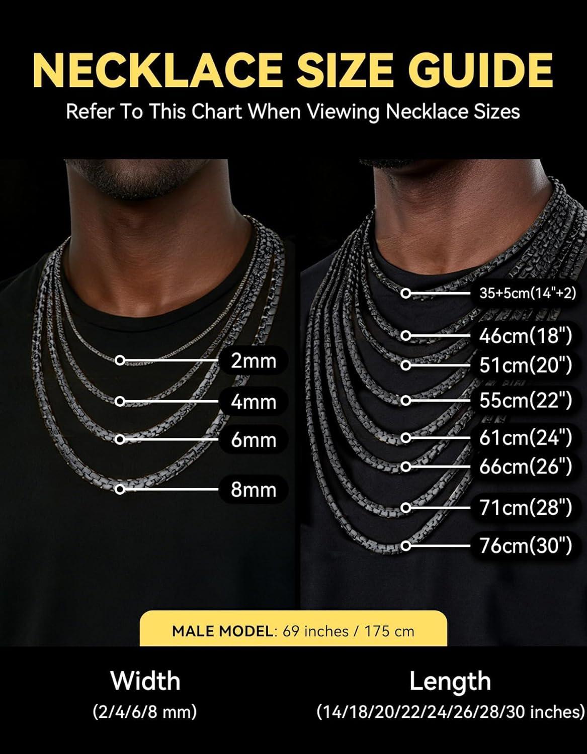 imageChainsHouse Flat Box Chain Necklace Men 2468mm Round Link Chain Necklaces Stainless SteelBlack14K Gold Plated Mens Jewelry 14quot30quot Length Come Gift BoxB4mmblack