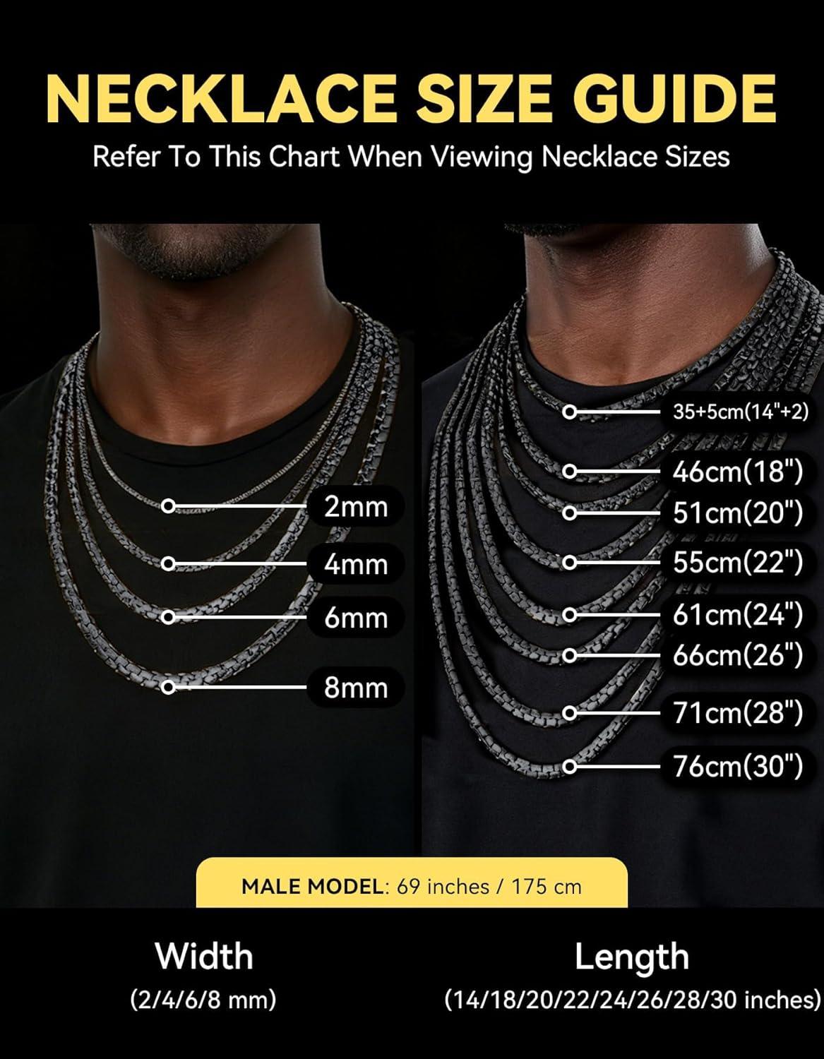 imageChainsHouse Flat Box Chain Necklace Men 2468mm Round Link Chain Necklaces Stainless SteelBlack14K Gold Plated Mens Jewelry 14quot30quot Length Come Gift BoxB2mmblack