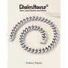 ChainsHouse Chunky Cuban Link Chain Necklace for Women, Stainless Steel Gold Chain Necklace, 5/12/14mm Width Hip Hop Cuban Chain Choker for Women Men Jewelry Gifts(F:Steel- 14mm)