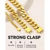 ChainsHouse Chunky Cuban Link Chain Necklace for Women, Stainless Steel Gold Chain Necklace, 5/12/14mm Width Hip Hop Cuban Chain Choker for Women Men Jewelry Gifts(B:Gold- 12mm)