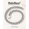 ChainsHouse Chunky Cuban Link Chain Necklace for Women, Stainless Steel Gold Chain Necklace, 5/12/14mm Width Hip Hop Cuban Chain Choker for Women Men Jewelry Gifts(E:Steel- 12mm)