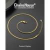 ChainsHouse Flat Box Chain Necklace Men, 2/4/6/8mm Round Link Chain Necklaces, Stainless Steel/Black/14K Gold Plated Mens Jewelry, 14″-30″ Length, Come Gift Box(C-2mm-gold plated)