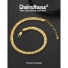 ChainsHouse Flat Box Chain Necklace Men, 2/4/6/8mm Round Link Chain Necklaces, Stainless Steel/Black/14K Gold Plated Mens Jewelry, 14″-30″ Length, Come Gift Box(C-8mm-gold plated)