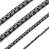 ChainsHouse Flat Box Chain Necklace Men, 2/4/6/8mm Round Link Chain Necklaces, Stainless Steel/Black/14K Gold Plated Mens Jewelry, 14″-30″ Length, Come Gift Box(B-6mm-black)