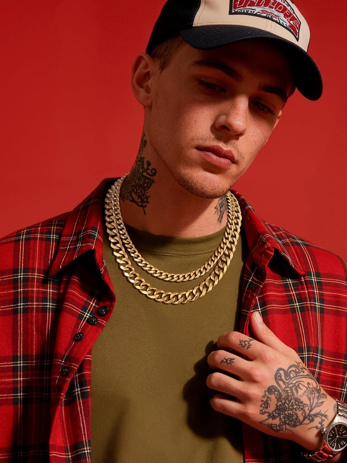 imageChainsHouse Cuban Chain Necklace for Men Stainless SteelBlackGold Plated Miami Cuban Necklace 6912MM Width 18quot30quot Length Hip Hop Jewelry Send Gift Boxf 9mm widthgold plated