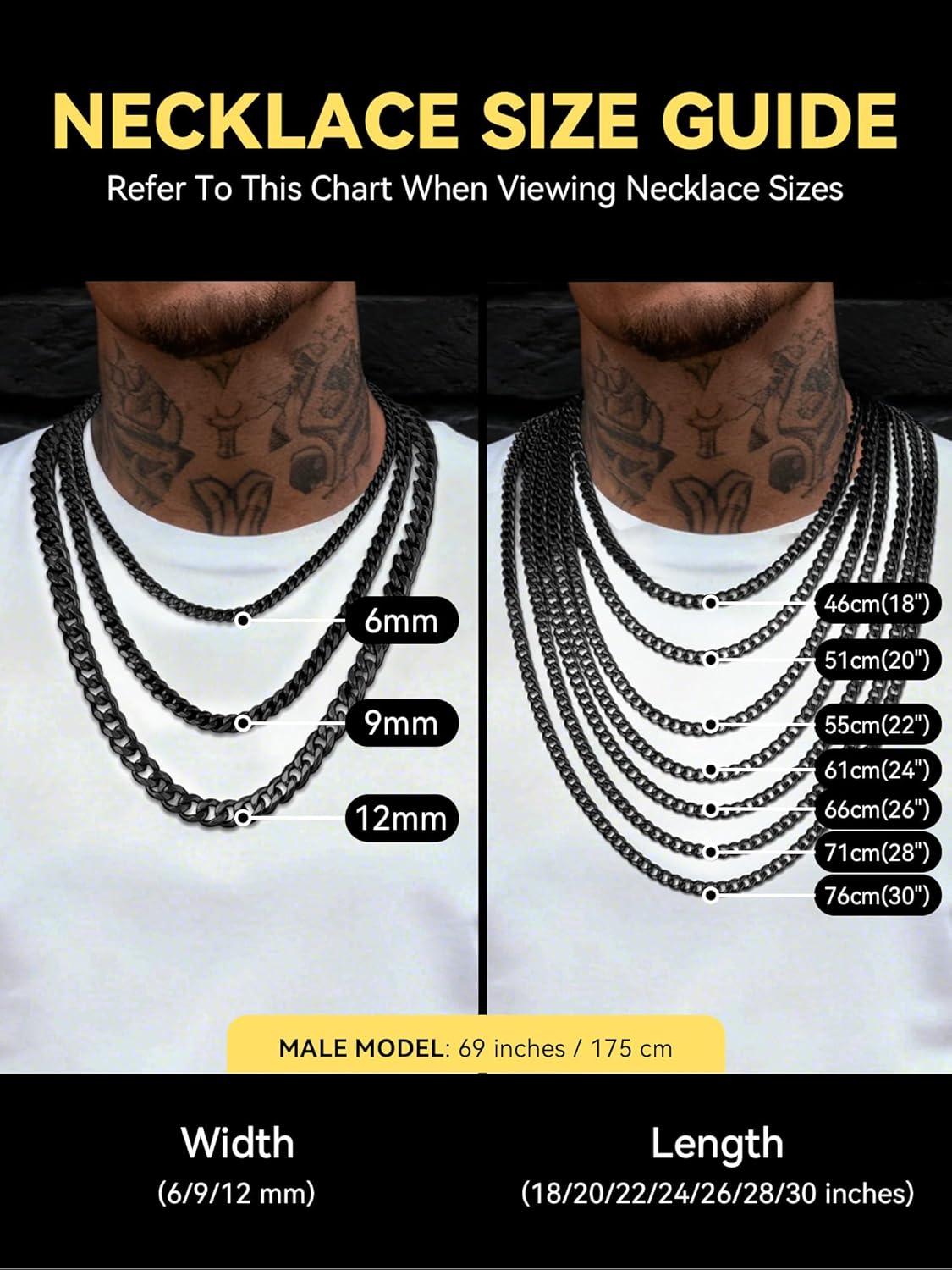 imageChainsHouse Cuban Chain Necklace for Men Stainless SteelBlackGold Plated Miami Cuban Necklace 6912MM Width 18quot30quot Length Hip Hop Jewelry Send Gift Boxc 9mm widthblack