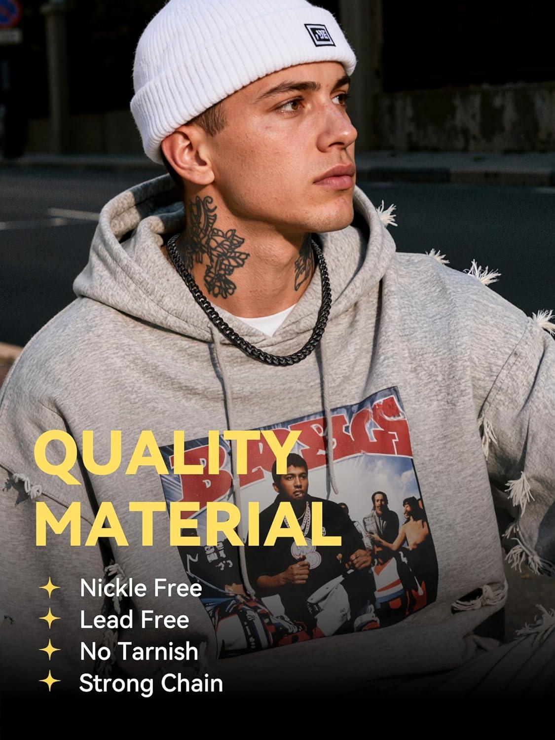 imageChainsHouse Cuban Chain Necklace for Men Stainless SteelBlackGold Plated Miami Cuban Necklace 6912MM Width 18quot30quot Length Hip Hop Jewelry Send Gift Boxc 9mm widthblack