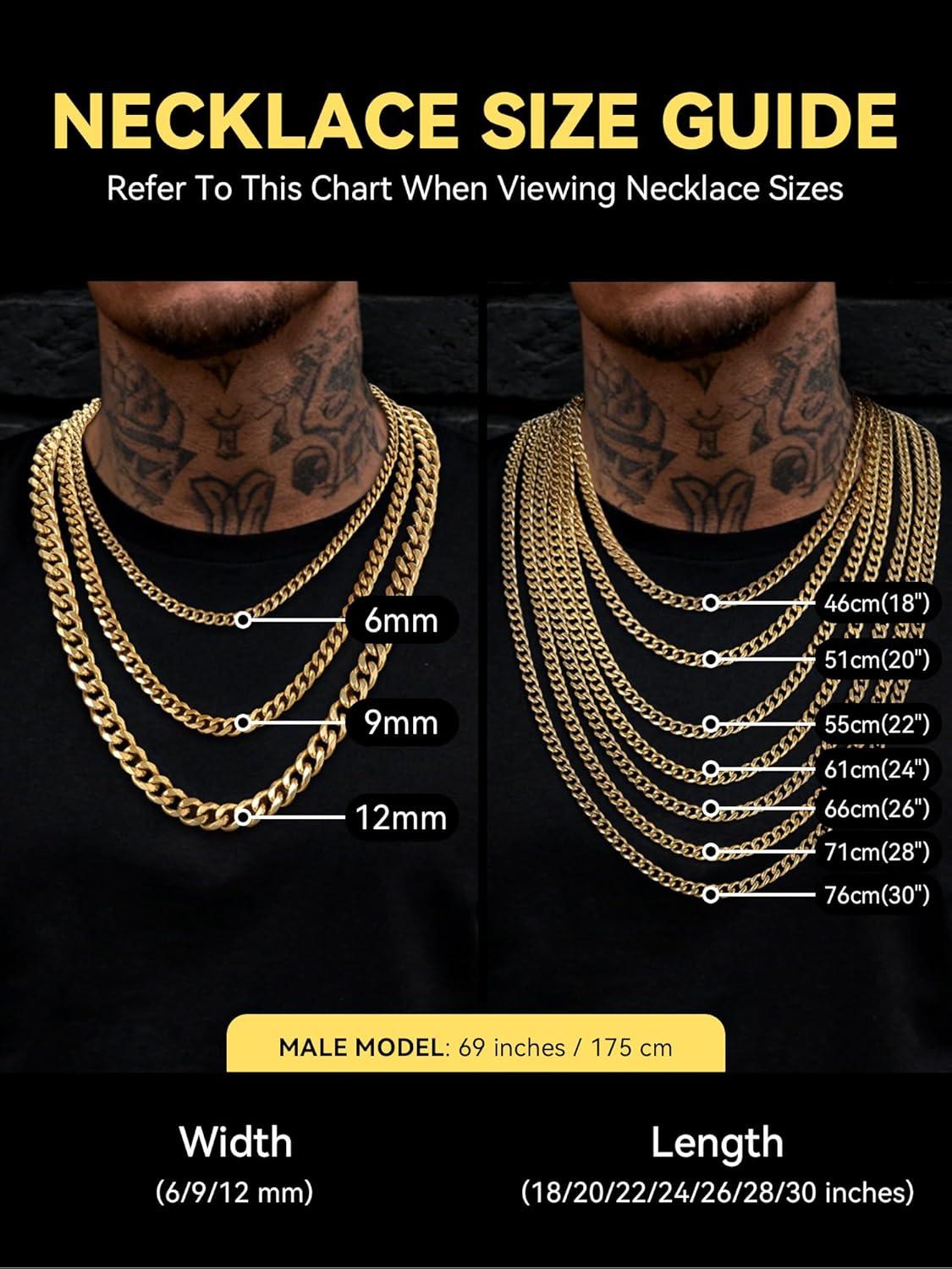 imageChainsHouse Cuban Chain Necklace for Men Stainless SteelBlackGold Plated Miami Cuban Necklace 6912MM Width 18quot30quot Length Hip Hop Jewelry Send Gift Boxf 9mm widthgold plated