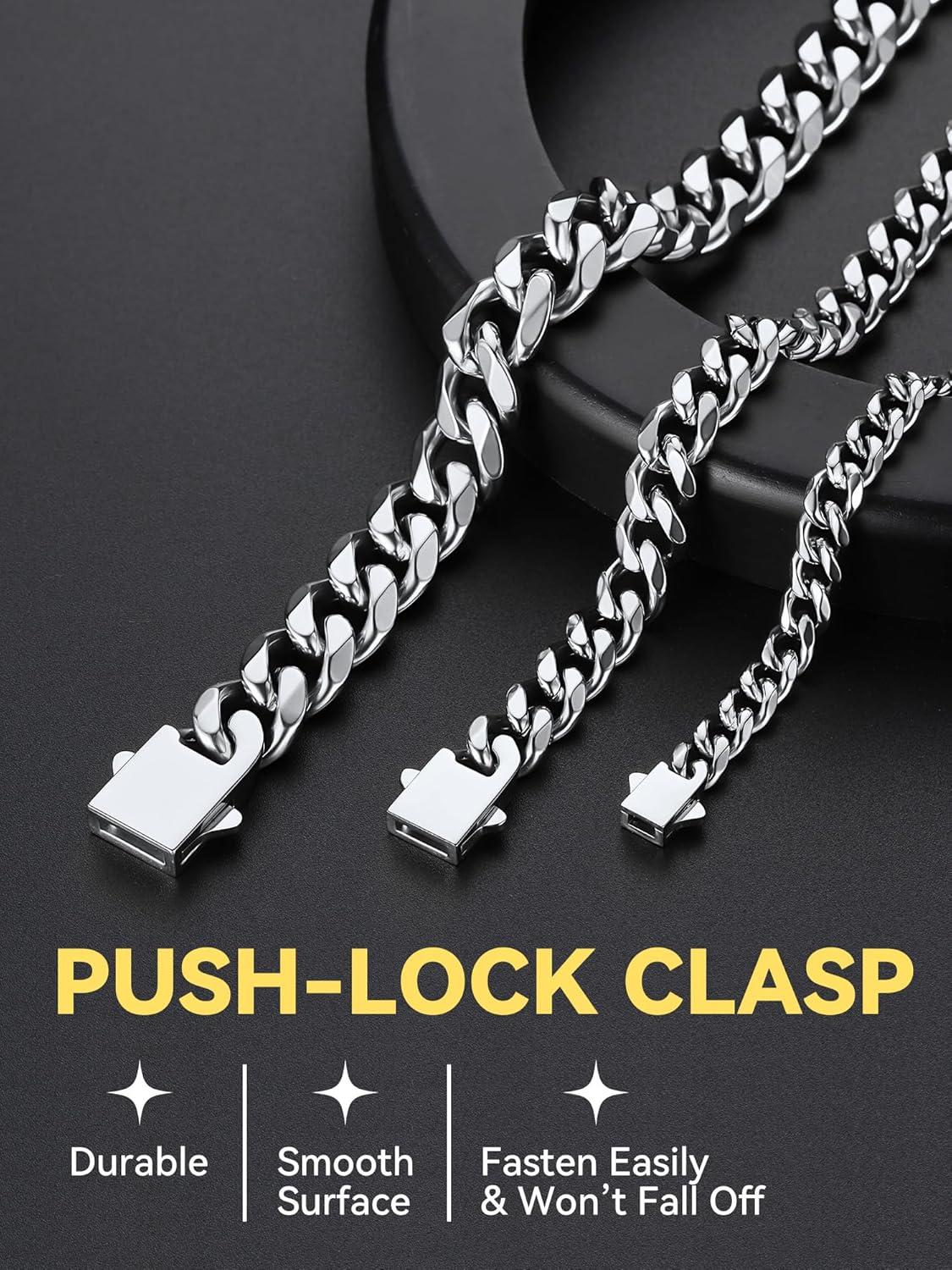 imageChainsHouse Cuban Chain Necklace for Men Stainless SteelBlackGold Plated Miami Cuban Necklace 6912MM Width 18quot30quot Length Hip Hop Jewelry Send Gift Boxa 6mm widthsteel