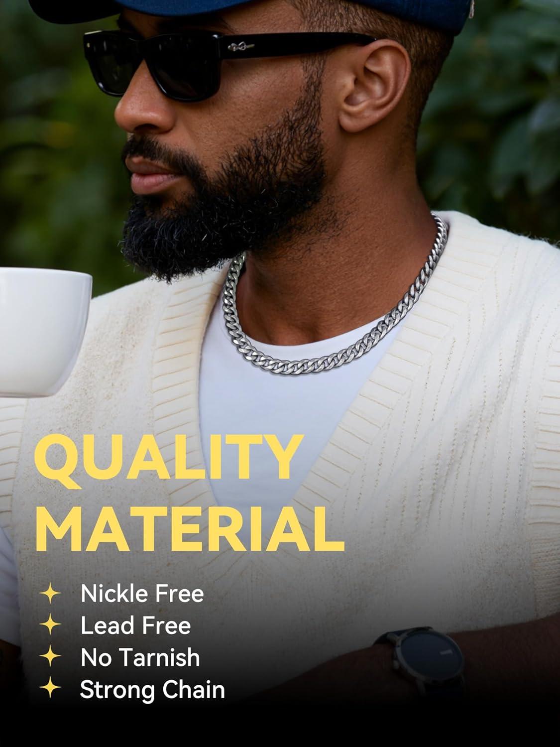 imageChainsHouse Cuban Chain Necklace for Men Stainless SteelBlackGold Plated Miami Cuban Necklace 6912MM Width 18quot30quot Length Hip Hop Jewelry Send Gift Boxa 9mm widthsteel