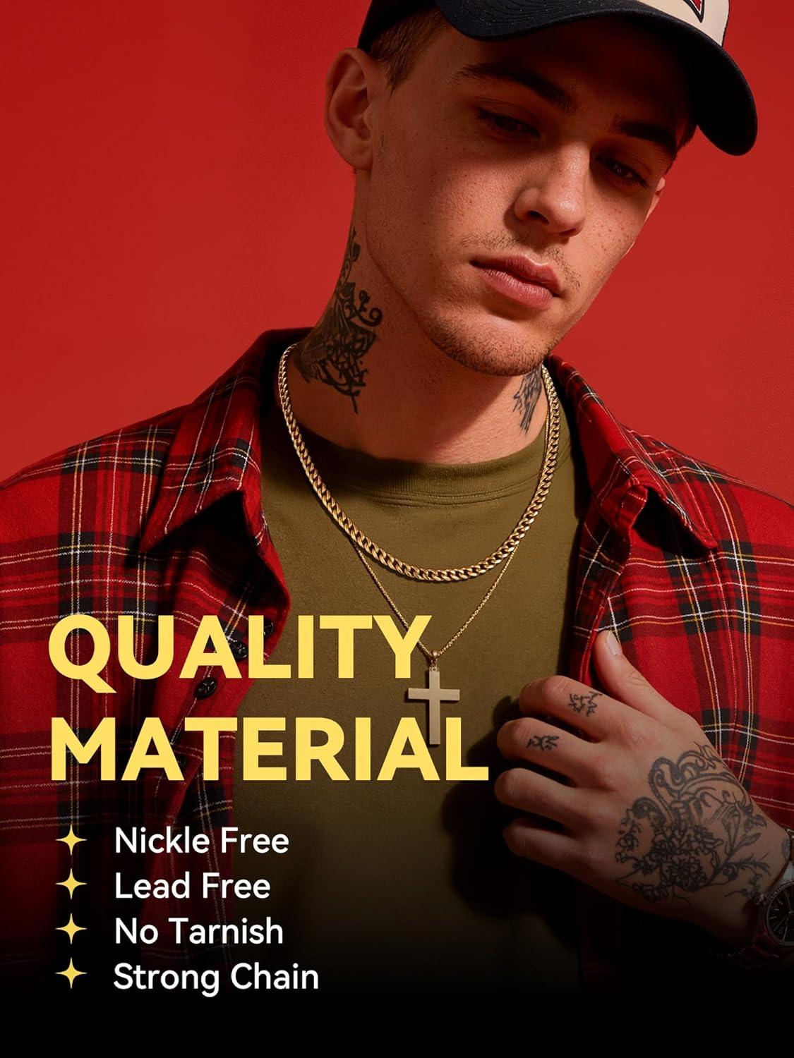 imageChainsHouse Cuban Chain Necklace for Men Stainless SteelBlackGold Plated Miami Cuban Necklace 6912MM Width 18quot30quot Length Hip Hop Jewelry Send Gift Boxe 6mm widthgold plated