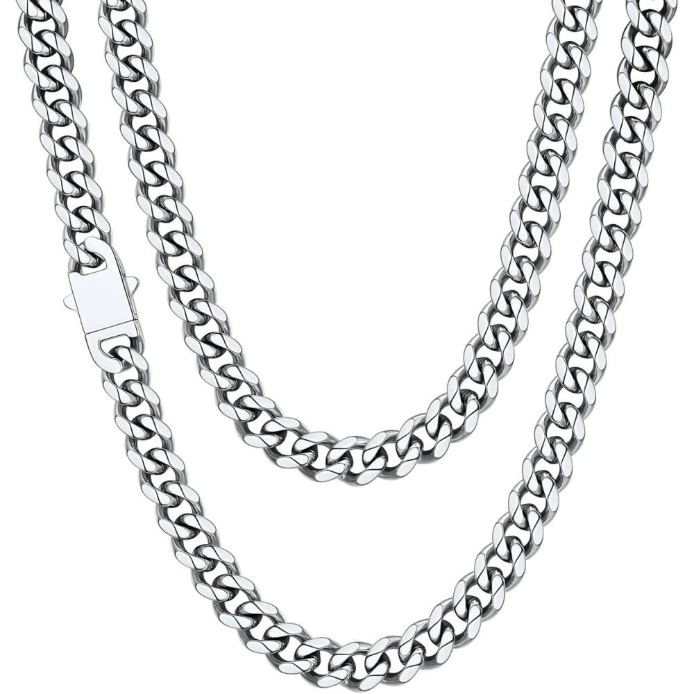 imageChainsHouse Cuban Chain Necklace for Men Stainless SteelBlackGold Plated Miami Cuban Necklace 6912MM Width 18quot30quot Length Hip Hop Jewelry Send Gift Boxa 9mm widthsteel