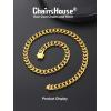 ChainsHouse Cuban Chain Necklace for Men, Stainless Steel/Black/Gold Plated Miami Cuban Necklace 6/9/12MM Width 18″-30″ Length Hip Hop Jewelry, Send Gift Box(f. 9mm width-gold plated)