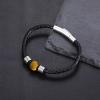 TRUMIUM Beaded Bracelets for Men Women Natural 10mm Tiger Eyes Mens Leather Bracelet Gemstone Jewelry for Him 7.5/8.3/9 Inch Length(Silver)