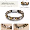 TRUMIUM Beaded Leather Bracelets for Men Braided Natural Tiger Eyes Mens Bracelet Brown Multi-Layer Jewelry for Him 7.5/8.3/9 Inch Length(Brown Leather)