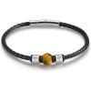 TRUMIUM Beaded Bracelets for Men Women Natural 10mm Tiger Eyes Mens Leather Bracelet Gemstone Jewelry for Him 7.5/8.3/9 Inch Length(Silver)