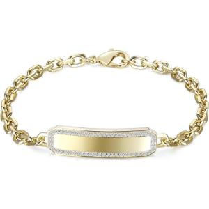 TRUMIUM 18k Gold Plated Link Chain Bracelets for Men Women Cubic Zirconia Bracelet Mens Gold Chain Length 7-9 inches(5mm Gold)