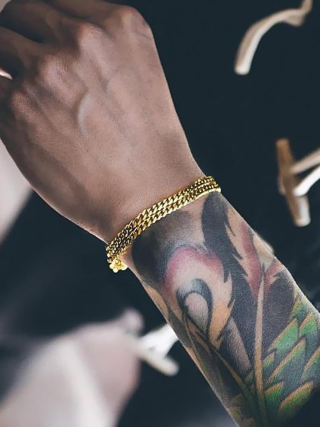 imageChainsHouse Cuban Link Bracelet for Men Stainless Steel Mens Bracelet 3MM6MM9MM12MM Width Cuban Chain Wrist Bracelets 63quot83quot Length Send Gift BoxA3MMGold